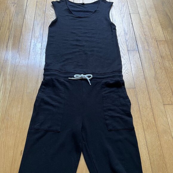 Monrow Size S Black Supersoft Sleeveless Drawstring Waist Tapered Tank Jumpsuit - Picture 12 of 13